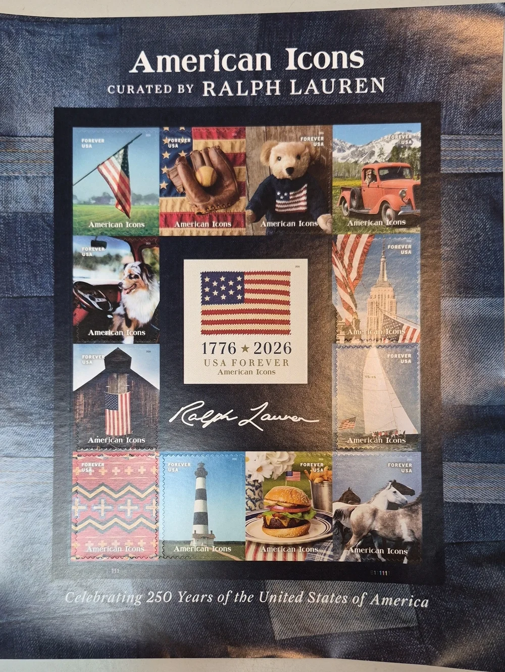 Ralph Lauren Navy and Denim Blue American Icons Stamps